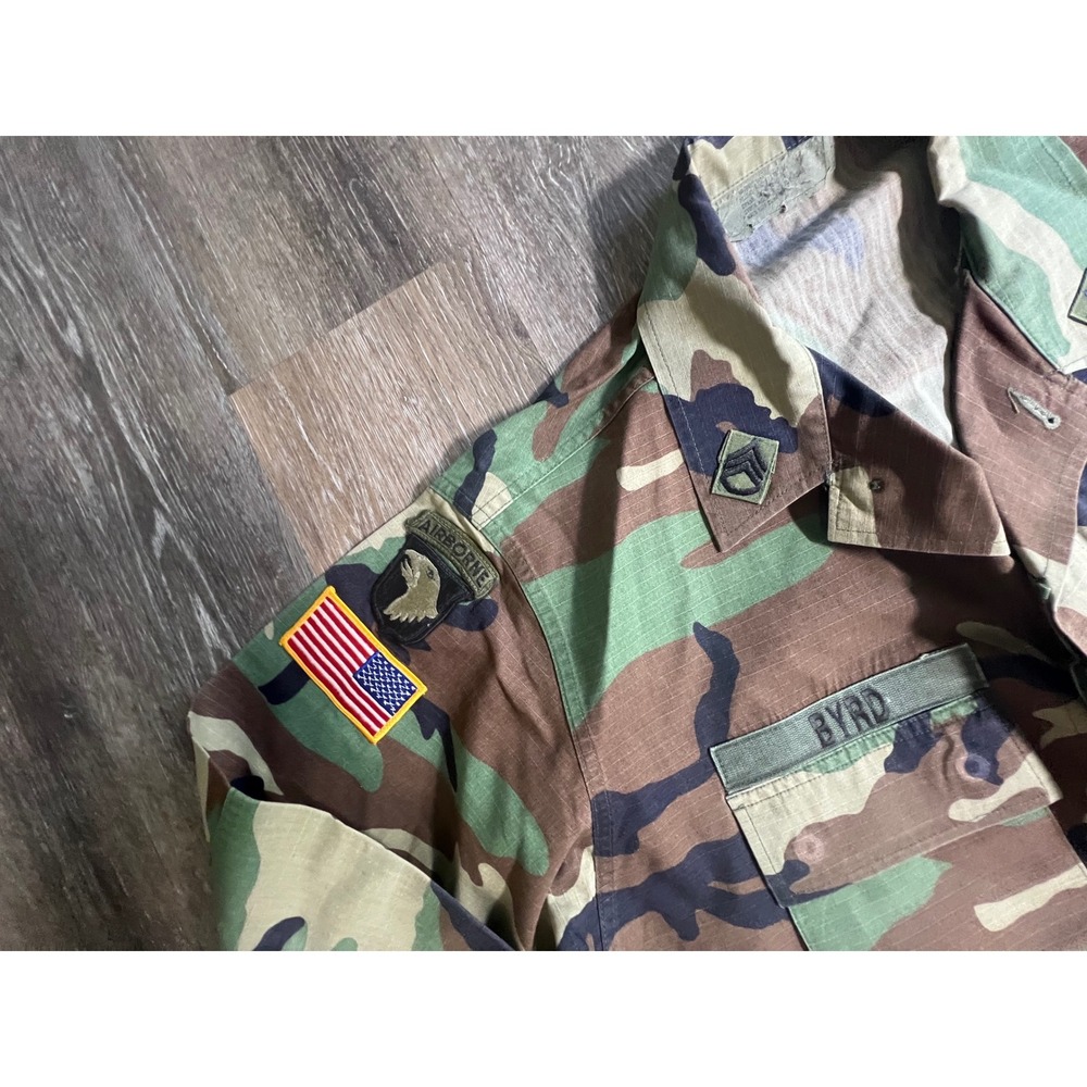 US Army BDU Field Jacket Mens Medium Long Camo Good 101st Airborne Old Ironsides - Picture 3 of 7